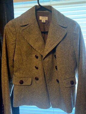 ann taylor petites 0P blazer 8%wool brown EUC lined